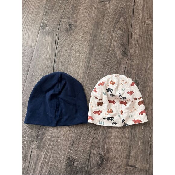 H&M 2-pack cotton hats - White/Bear /Navy  Lined size 18 m- 2 T - Picture 4 of 4